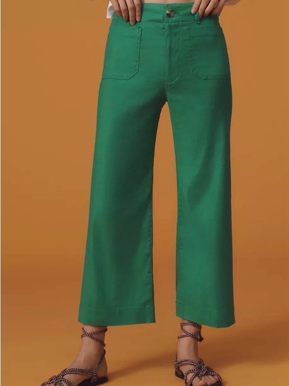 NWT Anthropologie Maeve Wide-Leg High-Rise Pants in Green